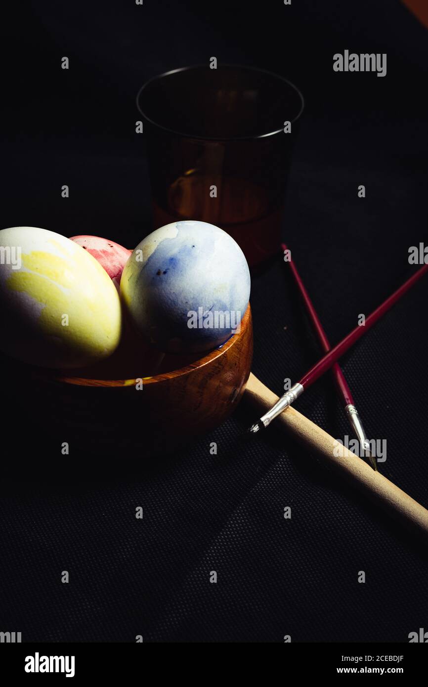Crop hand painting Easter egg Stock Photo