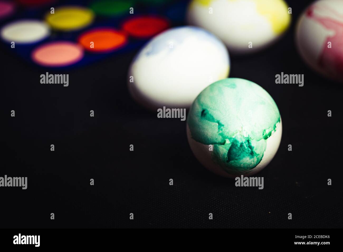 Set of poorly colored eggs Stock Photo