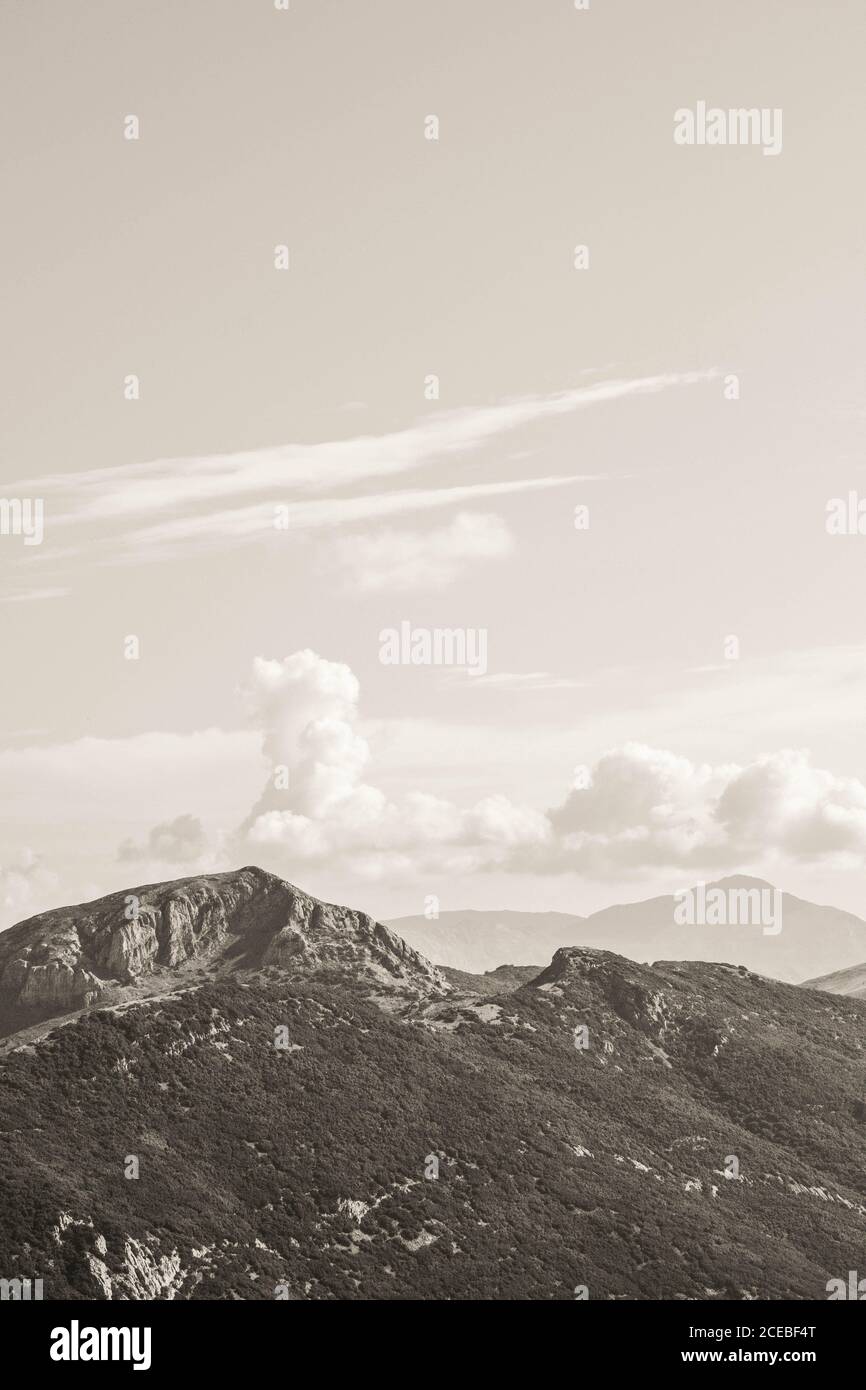 Clouds over valley Stock Photo