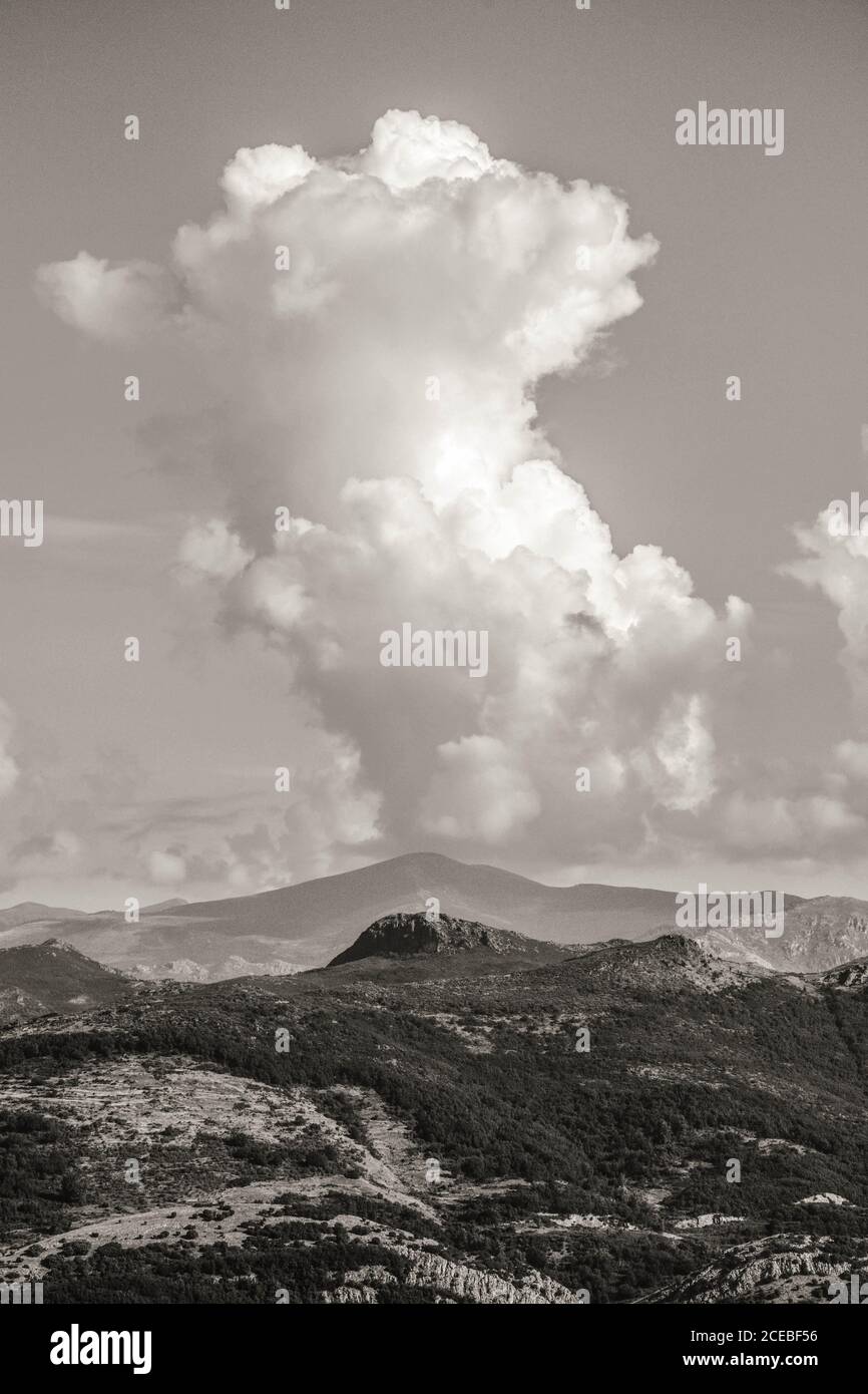 Clouds over valley Stock Photo