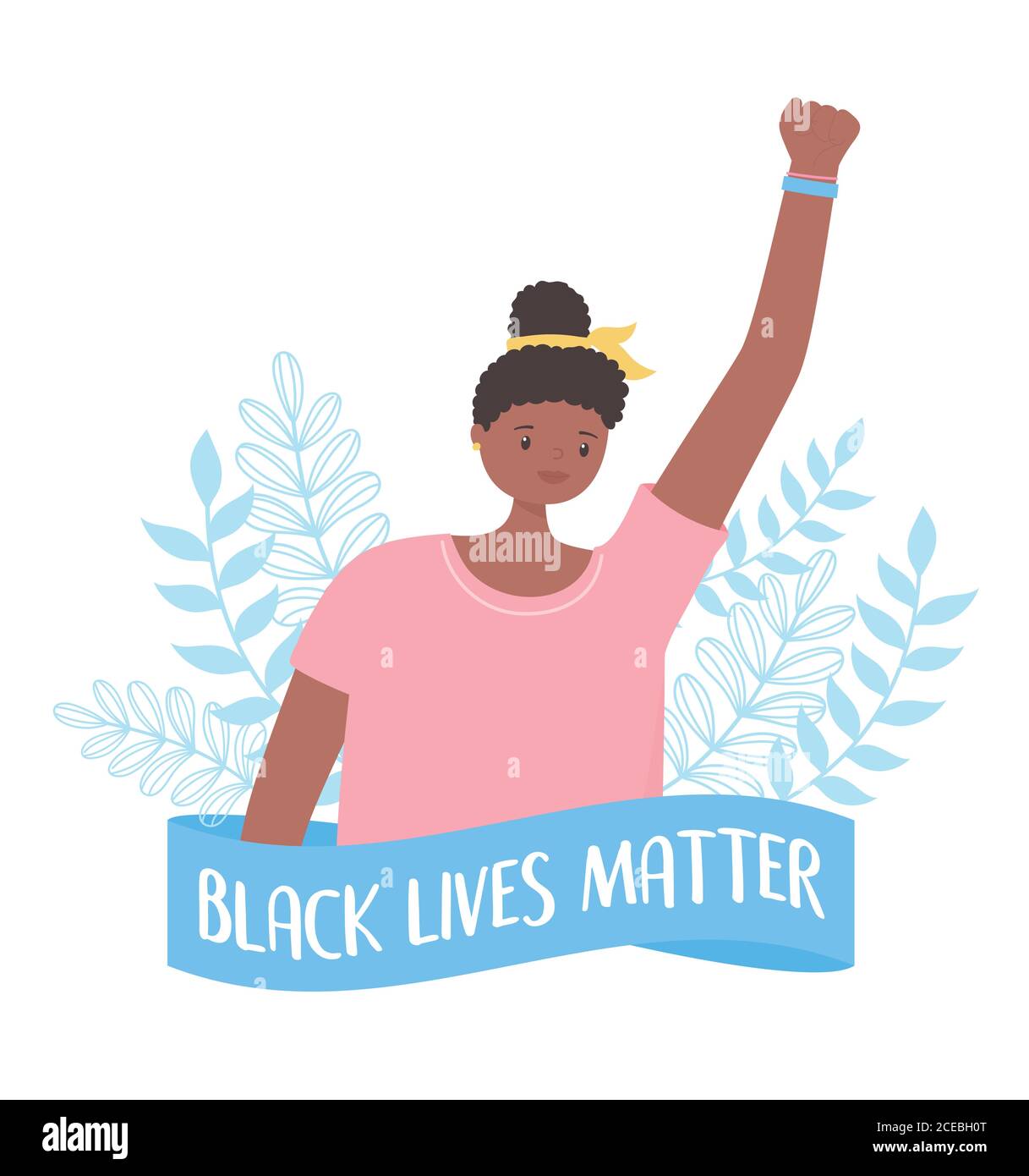 black lives matter banner for protest, young woman raised hand activist ...