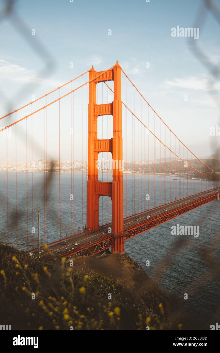 Breathtaking view of famous Golden Gate Bridge on sunny day in San ...