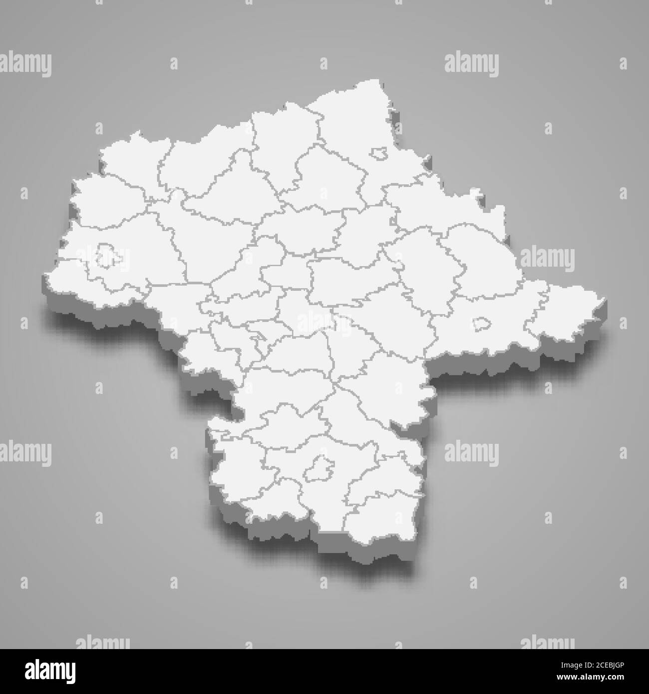 3d map of Masovia voivodeship is a province of Poland, Stock Vector