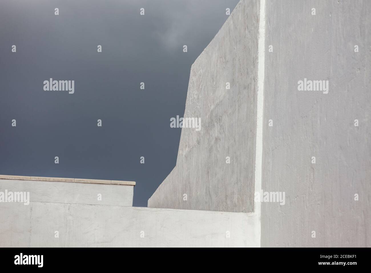 Clean outside walls on white contemporary building on sunny day on Gran Canaria Island, Spain Stock Photo