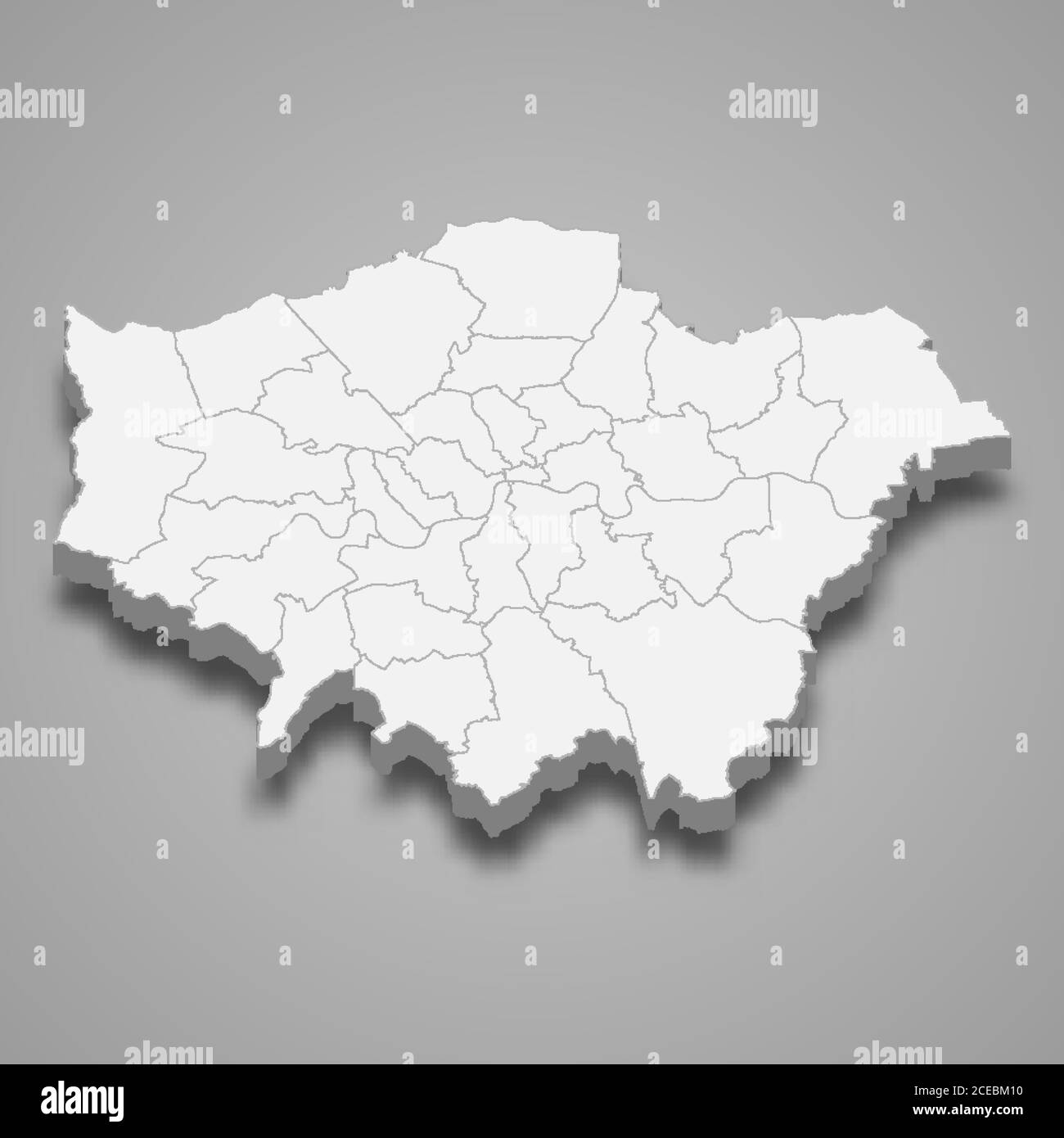 3d map of Greater London is a ceremonial county of England Stock Vector