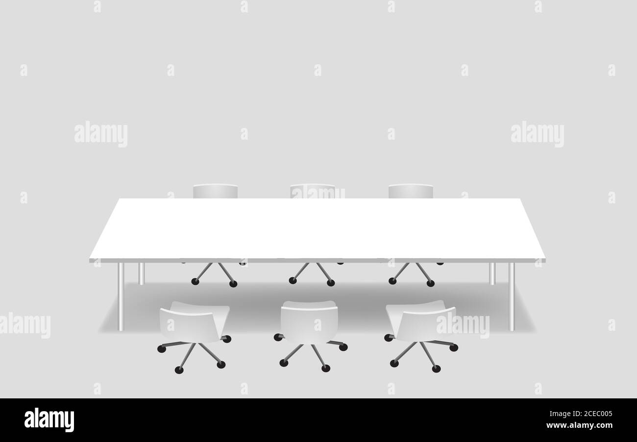 white round conference table and chairs on the white background Stock Vector