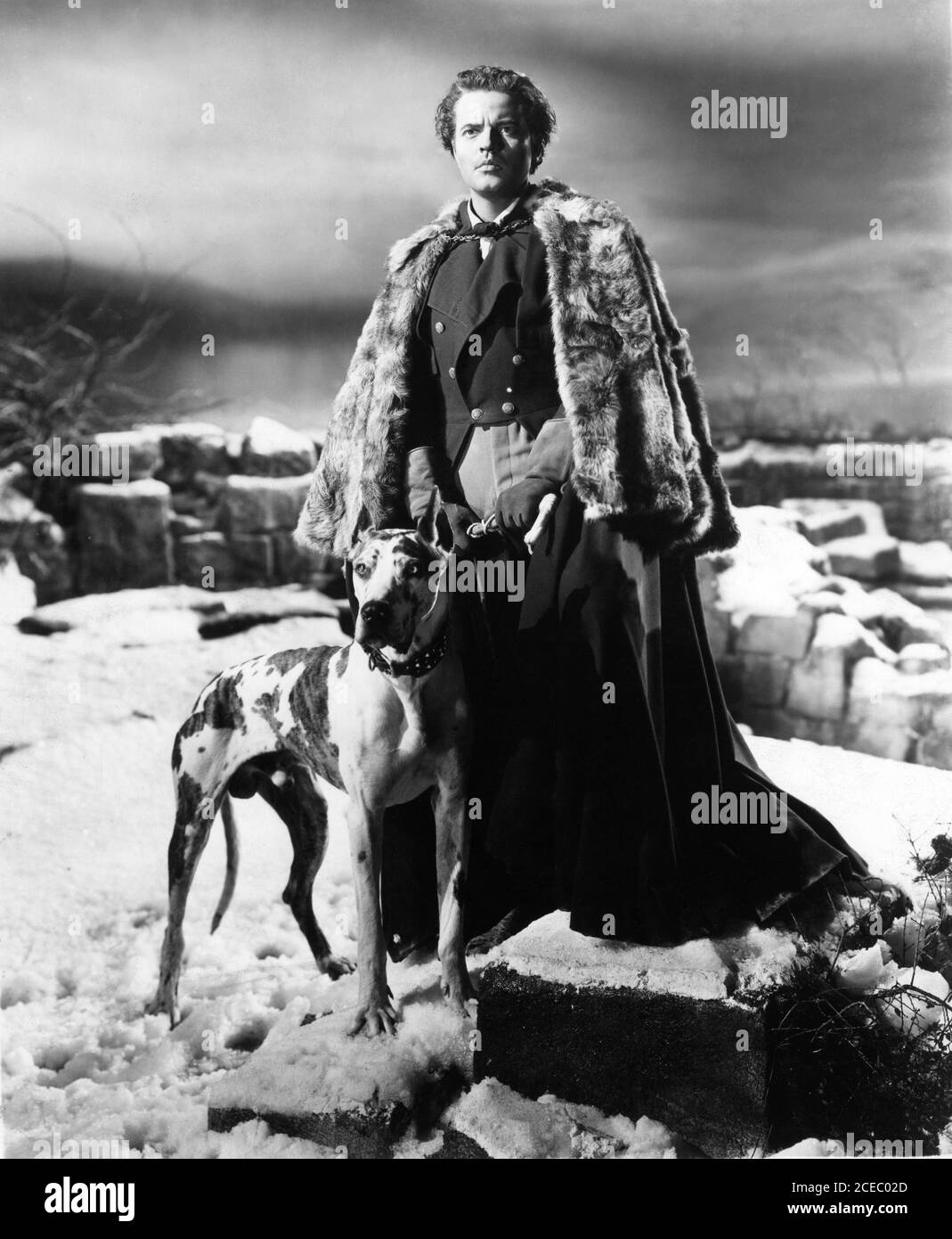 ORSON WELLES as Edward Rochester with Dog in JANE EYRE 1943 director ROBERT STEVENSON book