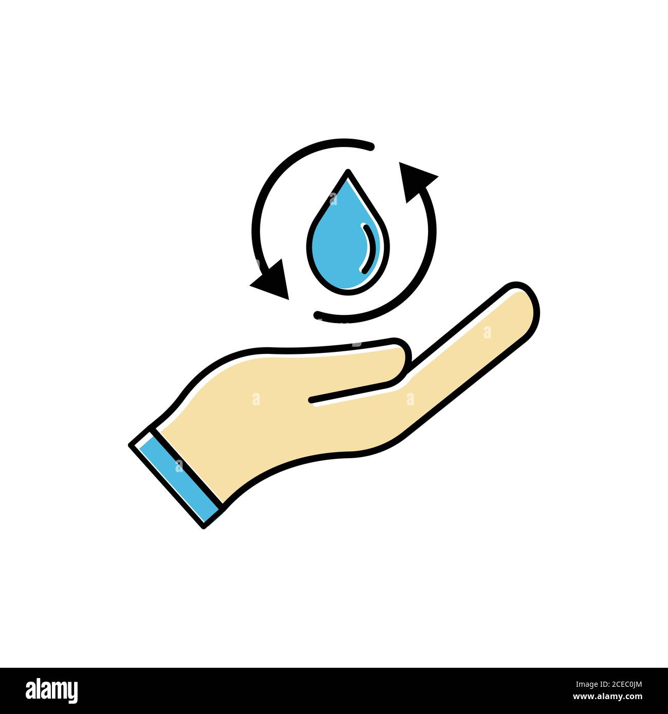 Water management flat icon, hand and drop water icon. Design template