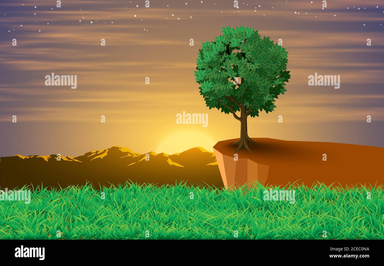 landscape of cliff on the mountain in the morning Stock Vector Image ...