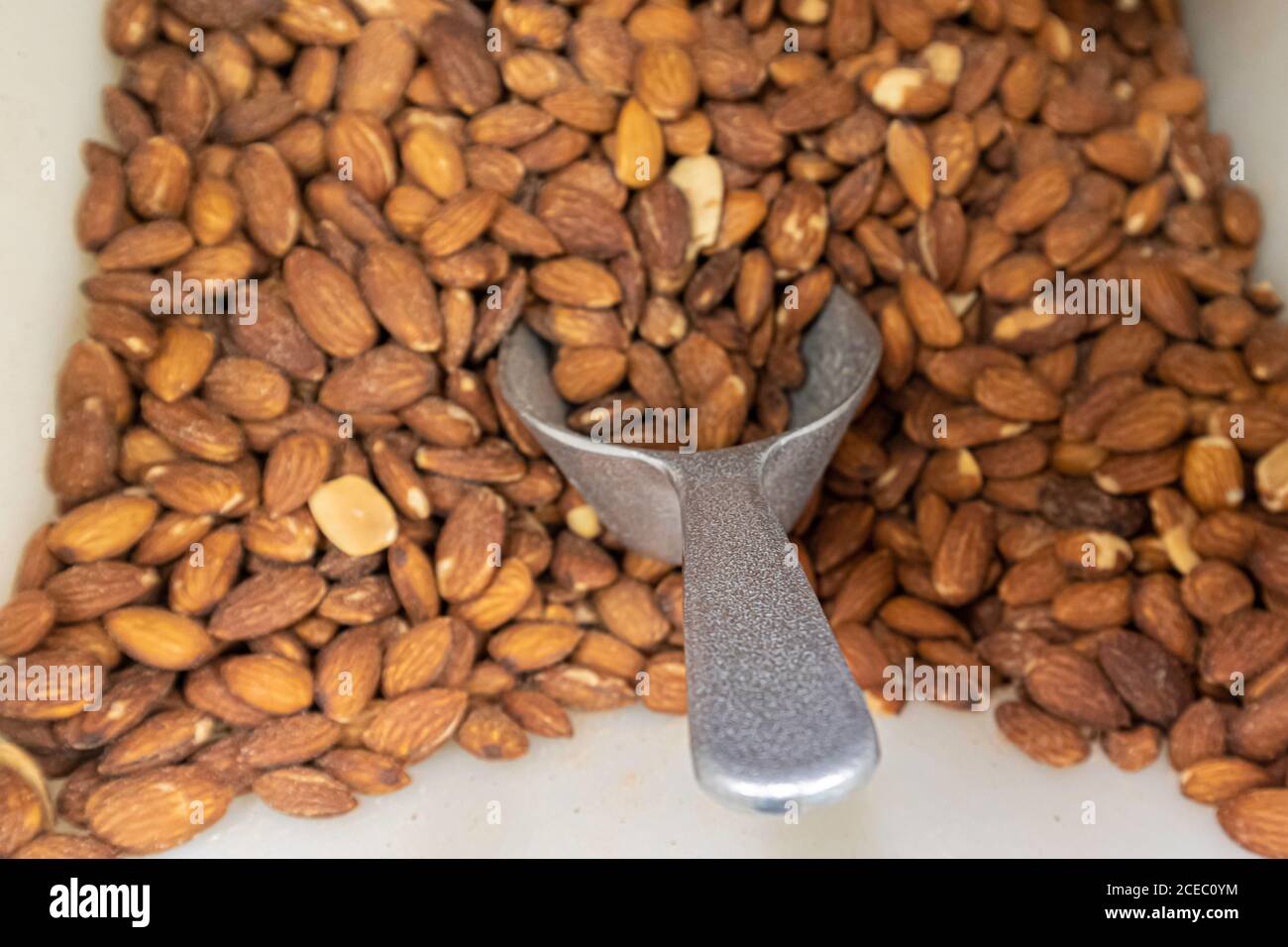 almonds for sale in supermarket with spoon Stock Photo Alamy
