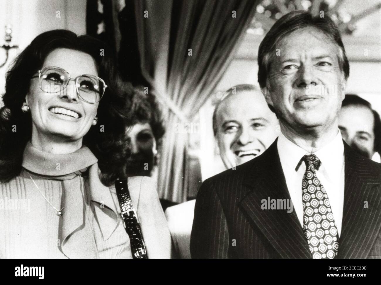 Sophia Loren and Jimmy Carter at the White House on January 28, 1980  File Reference # 34000-376THA Stock Photo