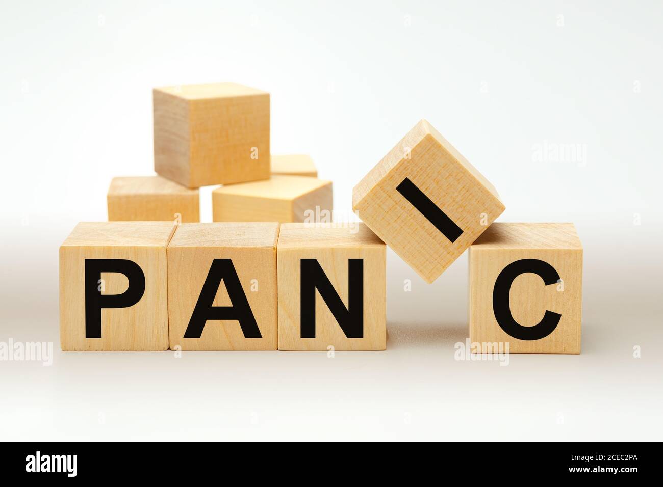 Wooden blocks with the word PANIC. Business concept Stock Photo
