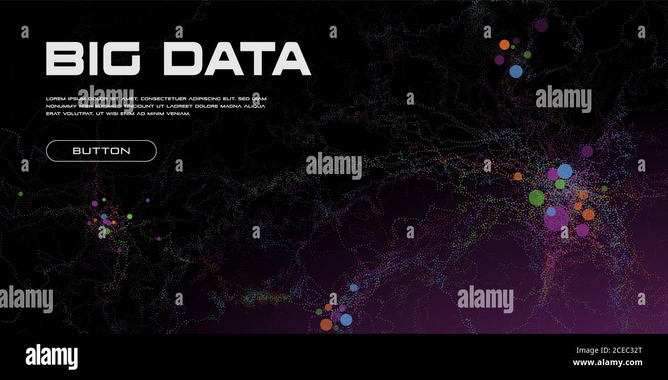 Big data visualization. Neural brain connections. Machine learning ...