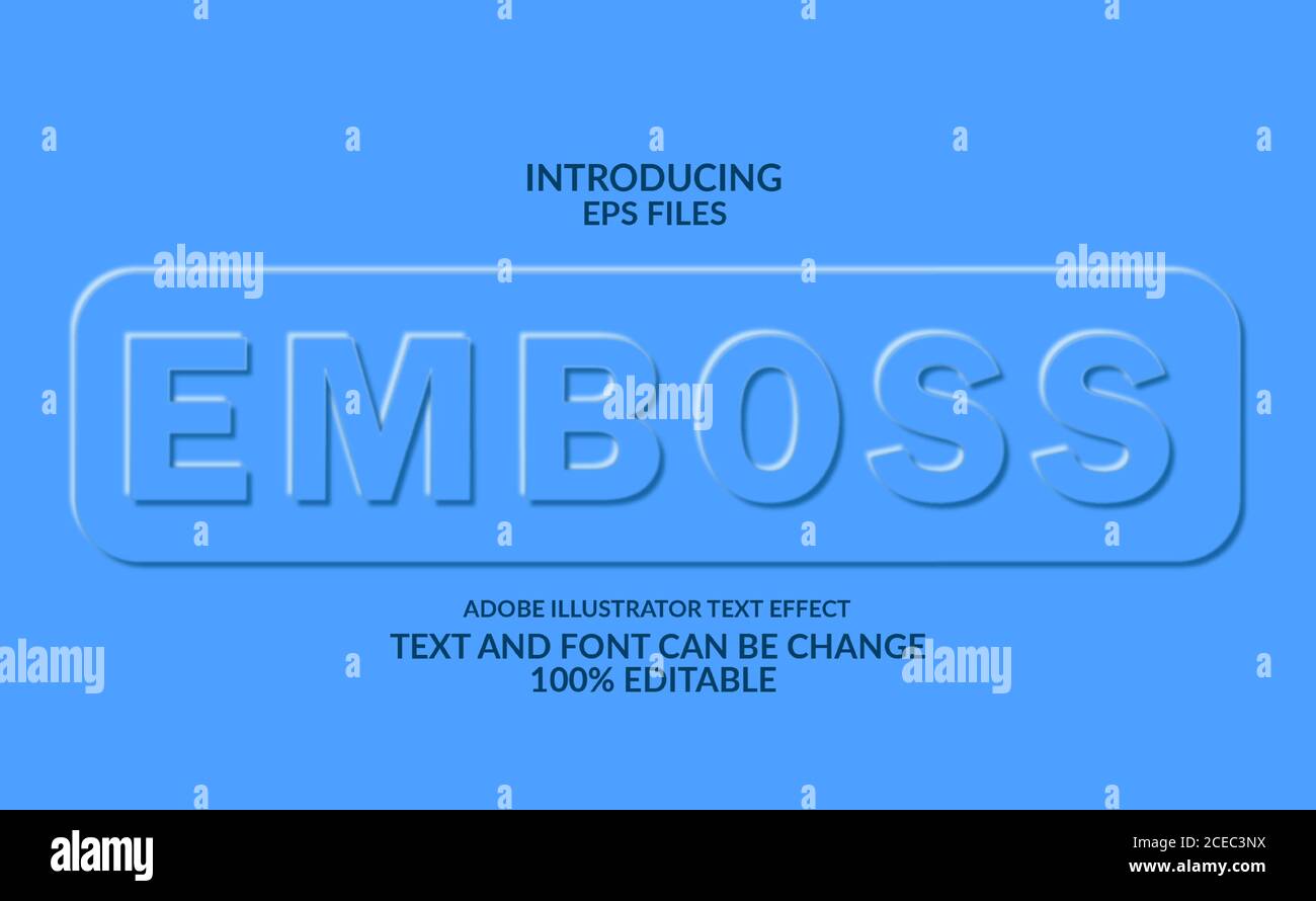 Emboss and neomorphism text, minimal modern blue color. editable font