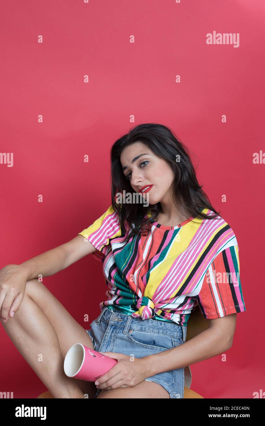 Woman in striped shirt hi-res stock photography and images - Alamy