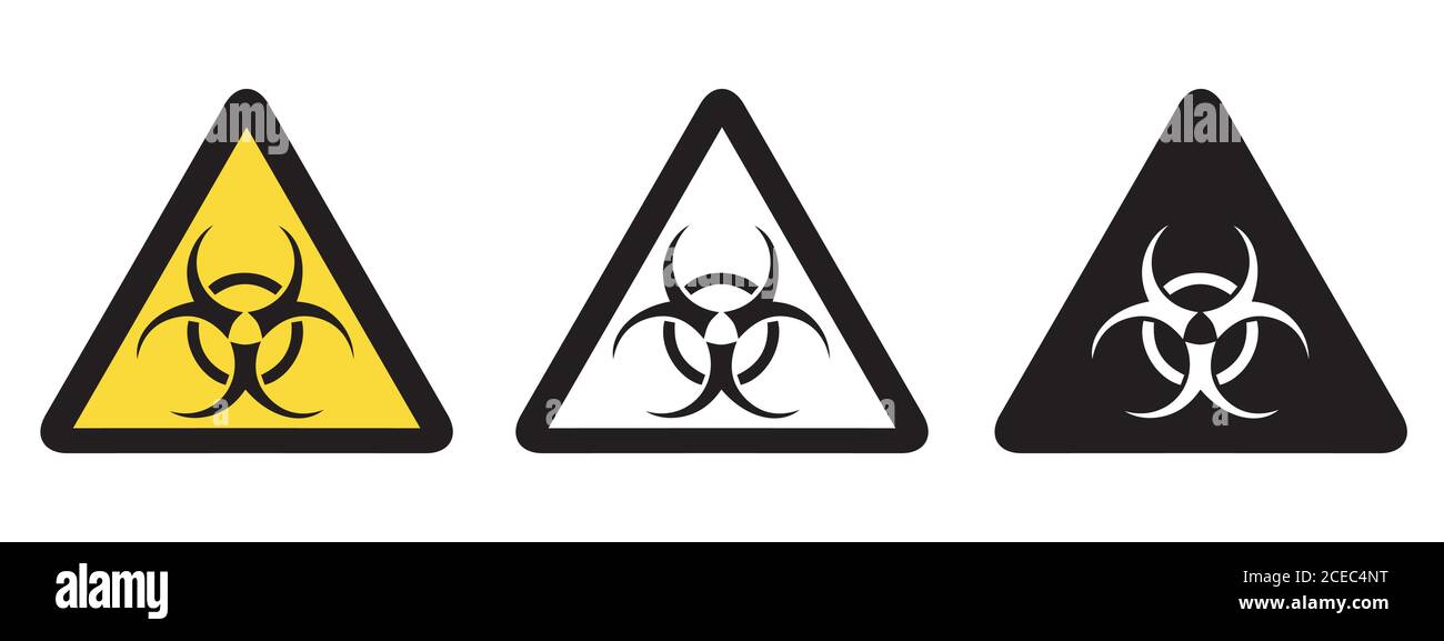 Bio Hazard Warning Signs - Yellow, Black and White Vector Illustrations - Isolated On White Background Stock Vector