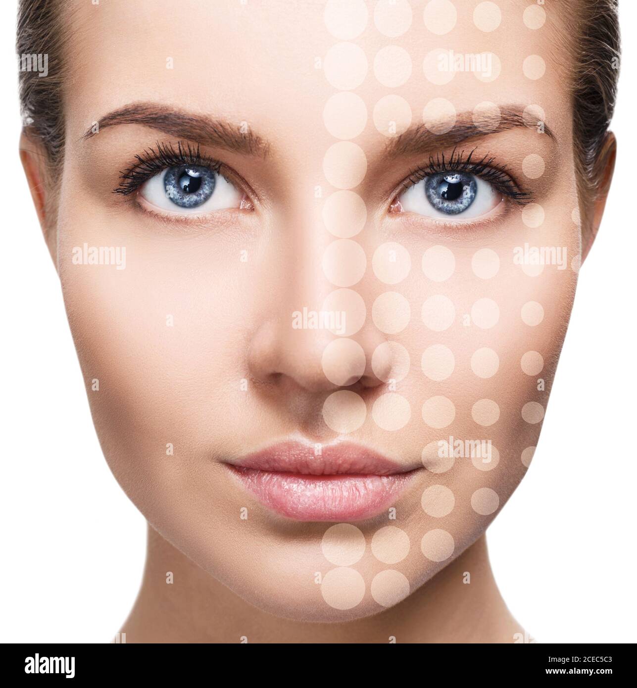Close-up portrait of a girl with transparent dots Stock Photo