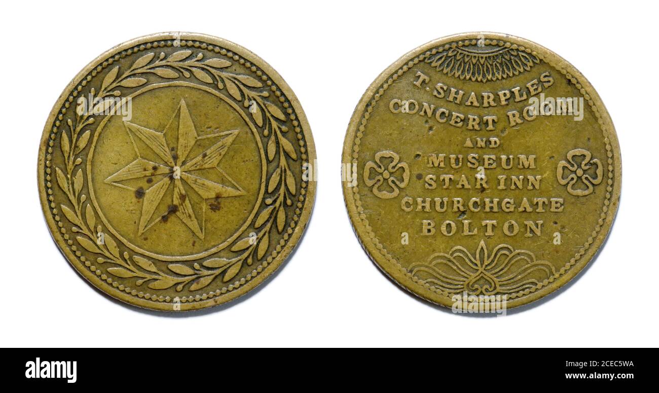 Victorian token for the Star Inn, Bolton Stock Photo