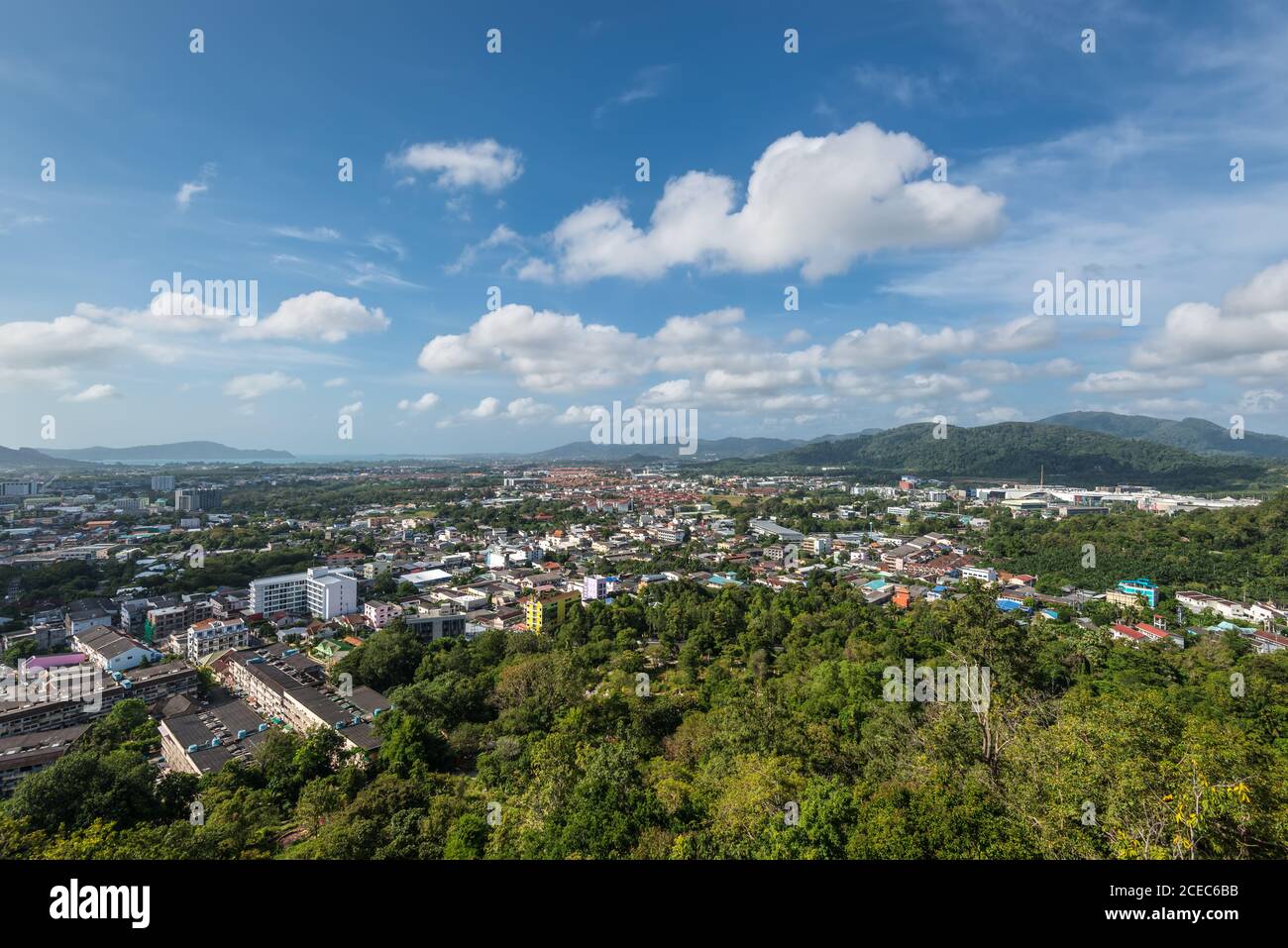 Phuket, Thailand - November 29, 2019: High view from the top of Rang Hill Viewpoint in Phuket island, Thailand. Stock Photo