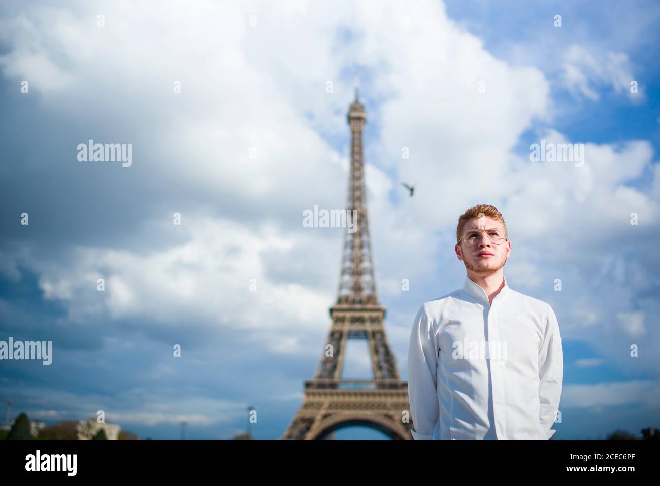 Red-Hair cook with uniform in Paris Stock Photo