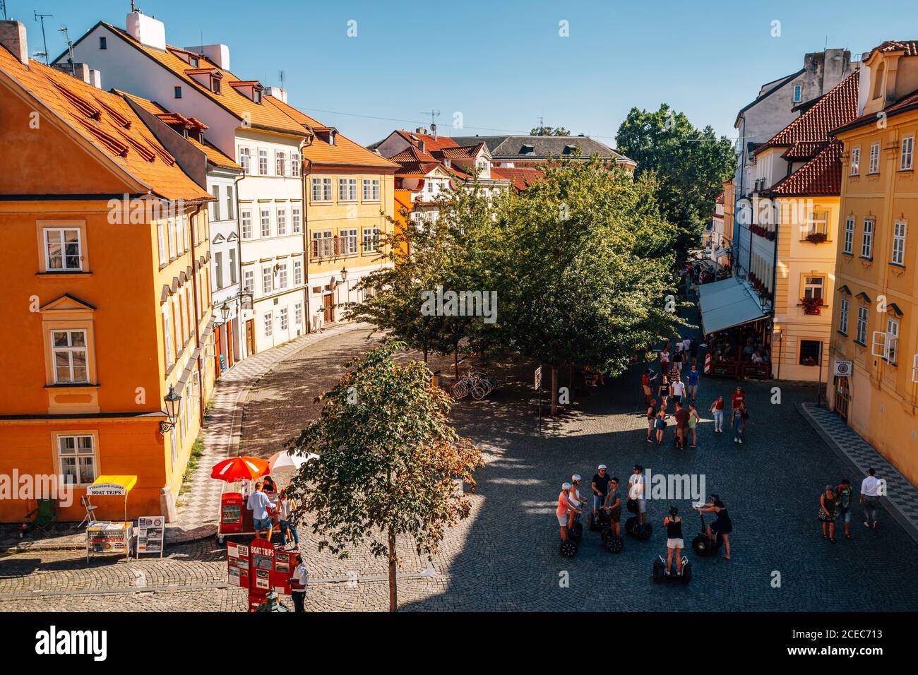 Prague, Czech Republic - August 27, 2016 : Kampa island Na Kampe street old town square Stock Photo