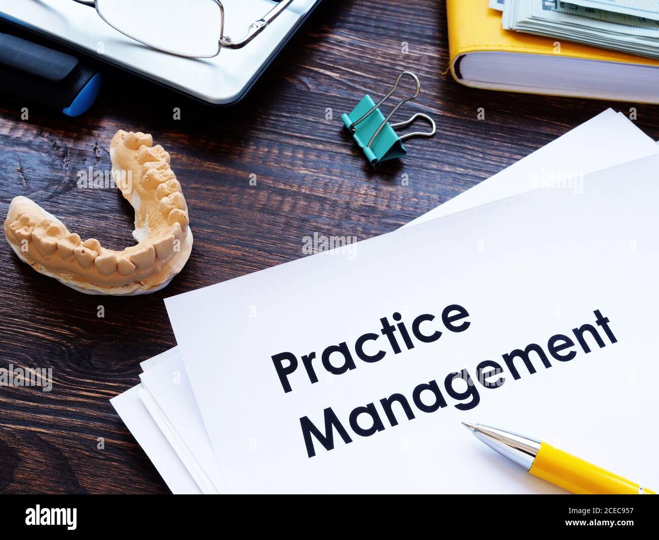 Dental practice management guidelines on the desk Stock Photo Alamy
