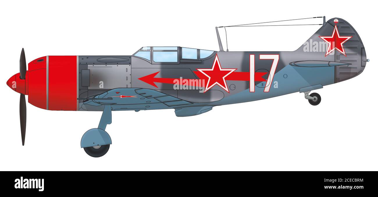 Lavochkin La-7 piloted by Grigori Denisovich Onufrienko, commander of the 31st Fighter Aviation Regiment of the Soviet Air Forces, 1945 Stock Photo