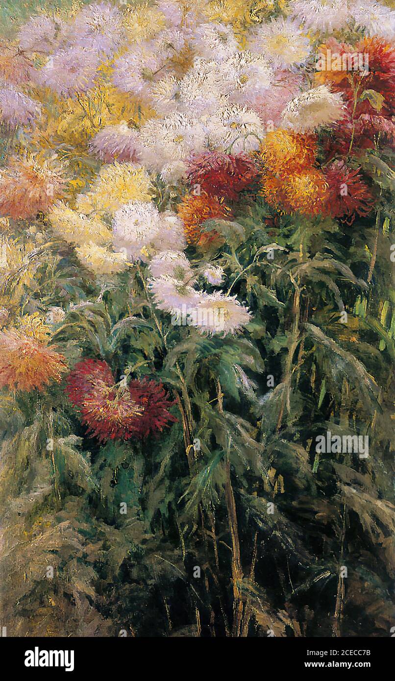 Caillebotte Gustave Clump of Chrysanthemums Garden at Petit