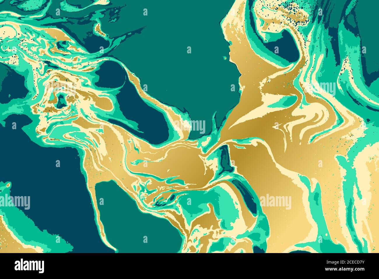 Green and gold marble pattern. Abstract background. Vector illustration