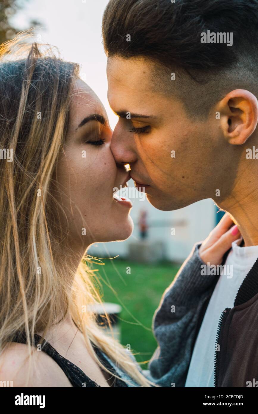 Loving couple kissing with passion Stock Photo Alamy
