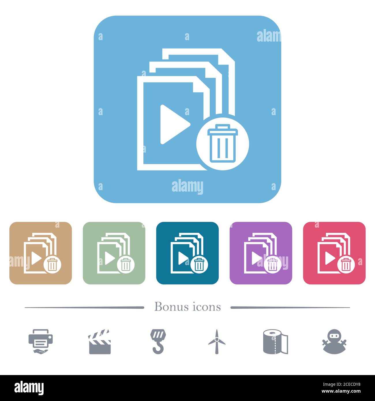 Delete entire playlist white flat icons on color rounded square ...