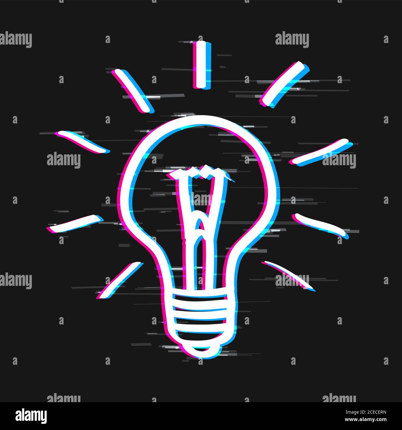 light bulb idea sign glitch design Stock Vector