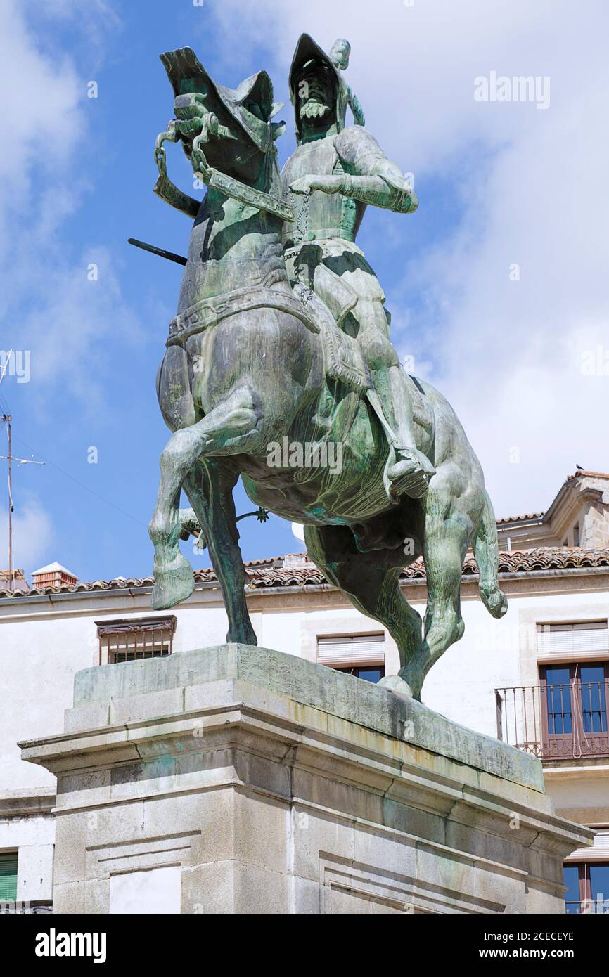 Francisco Pizarro statue in the main square of Trujillo, Caceres