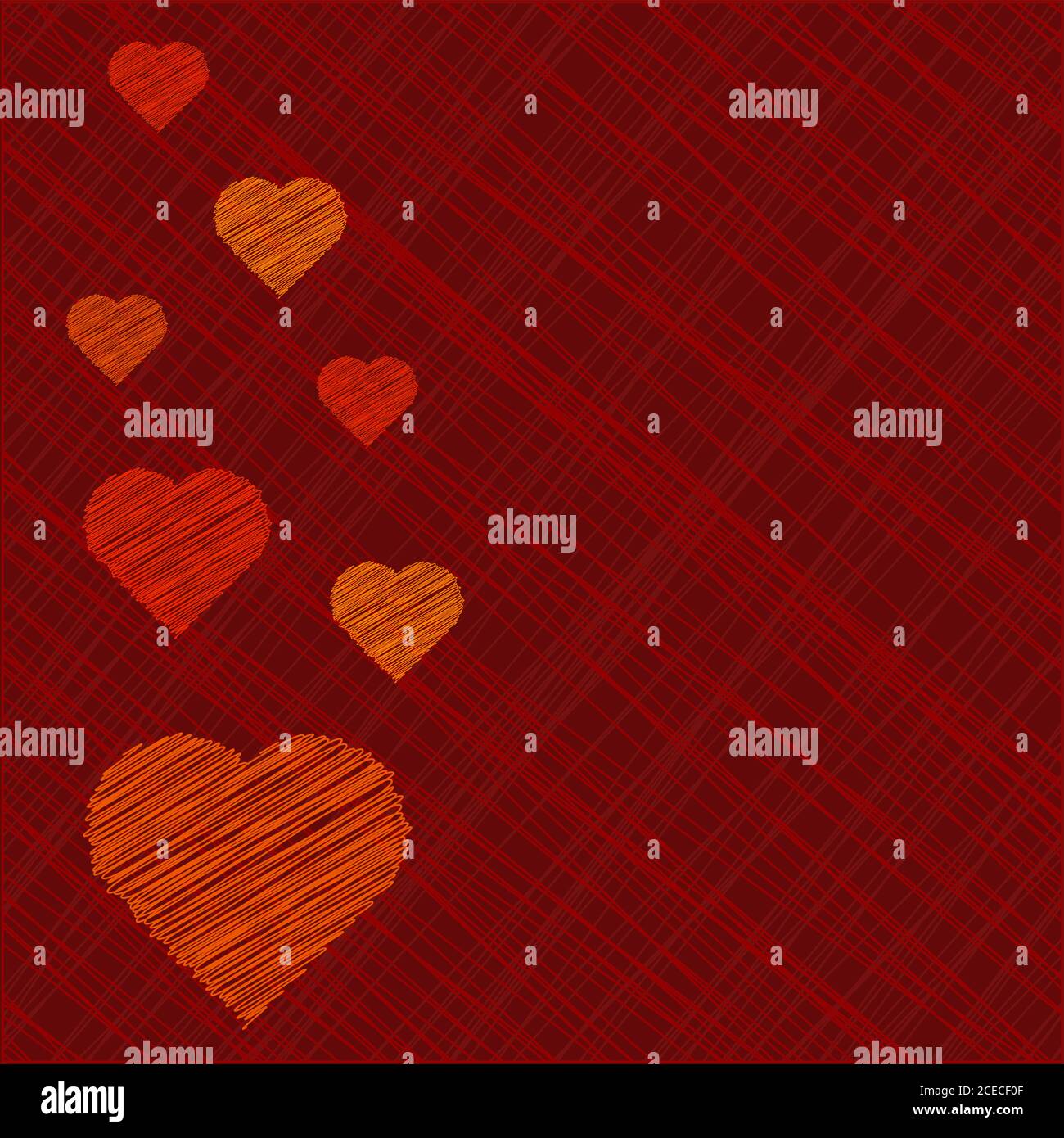 Valentine's Day Card in scribbled lines Stock Vector