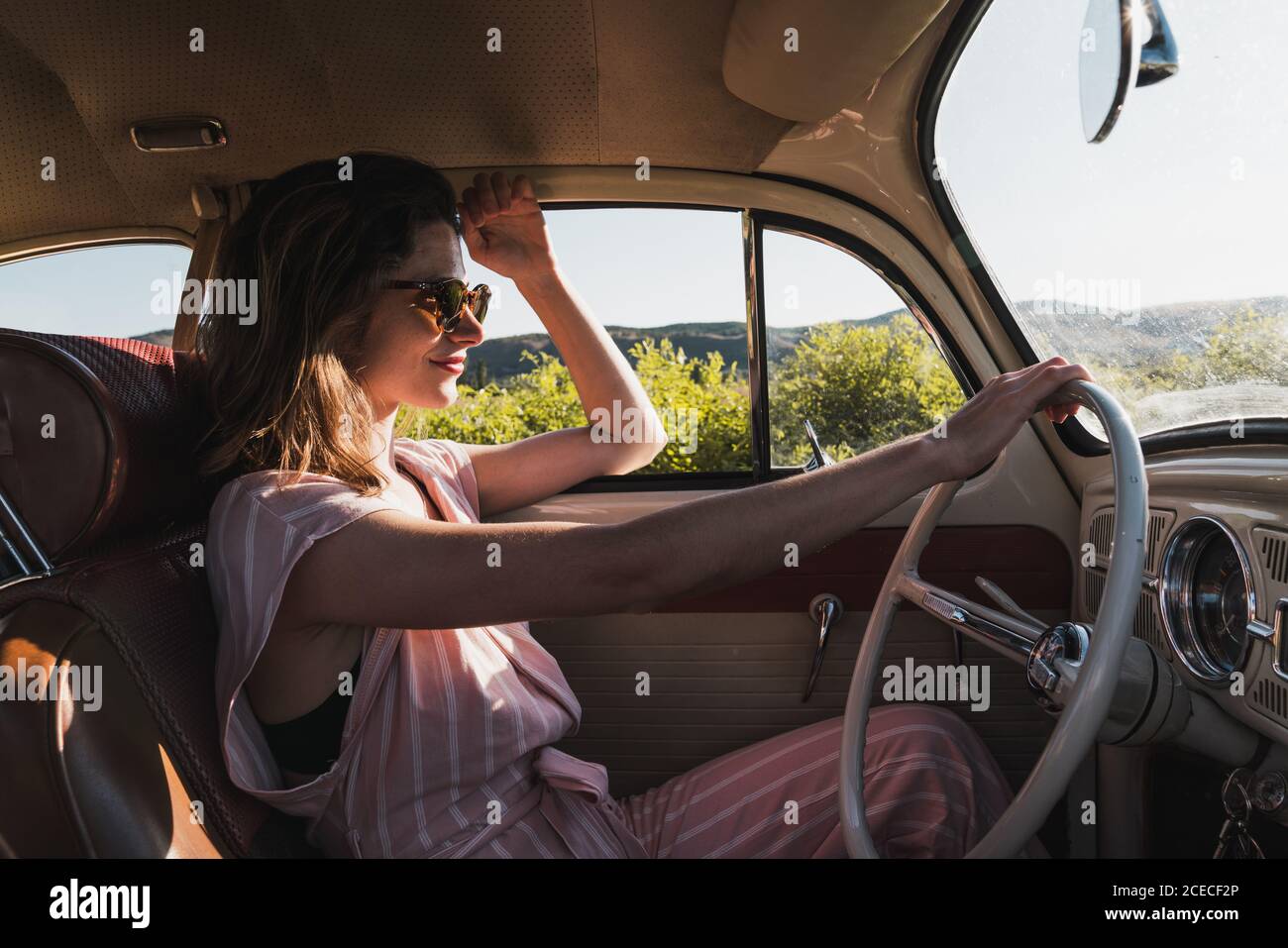 Lady Driving A Vintage Car High Resolution Stock Photography And Images Alamy