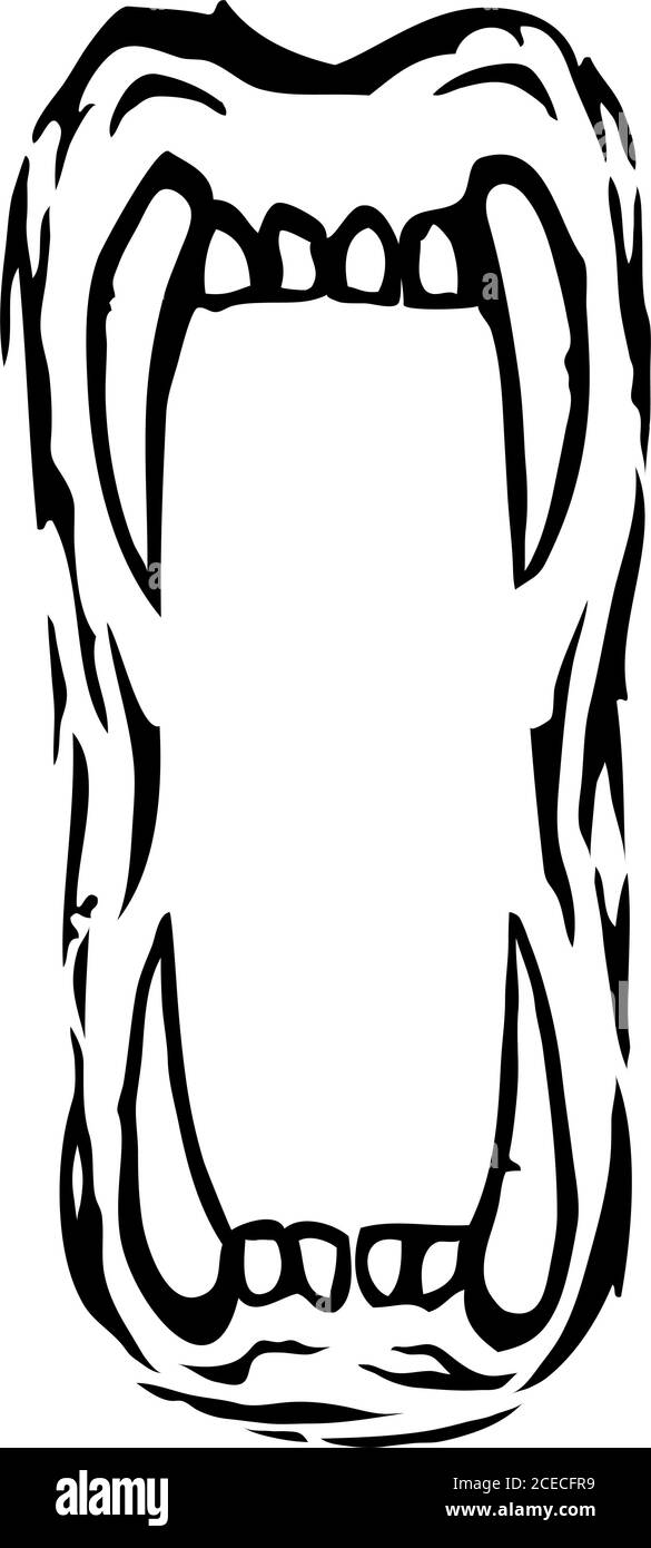 drawing of feline mouth with sharp teeth Stock Vector Image & Art - Alamy