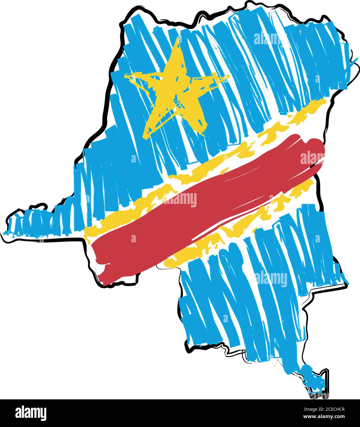Congo democratic republic map flag Stock Vector