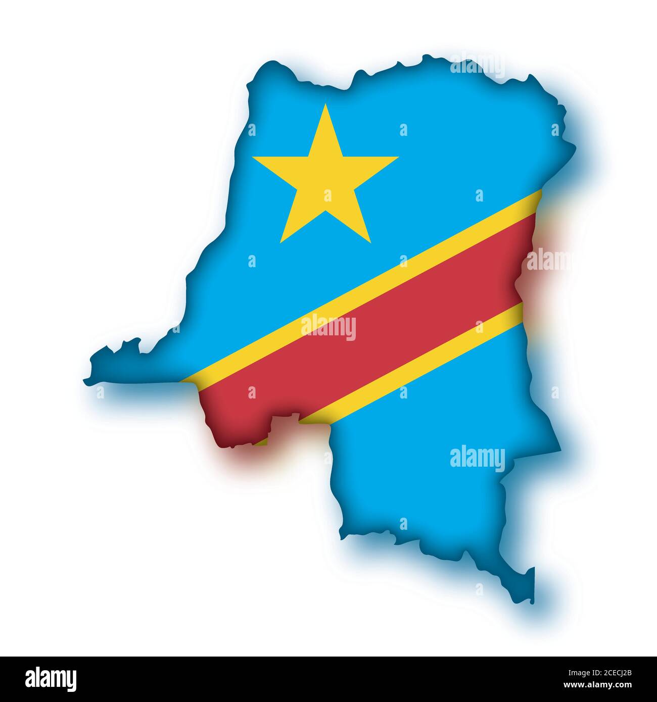 Congo democratic republic map flag Stock Vector