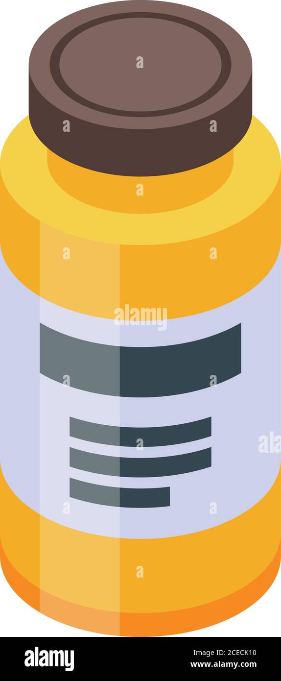Pill jar icon, isometric style Stock Vector
