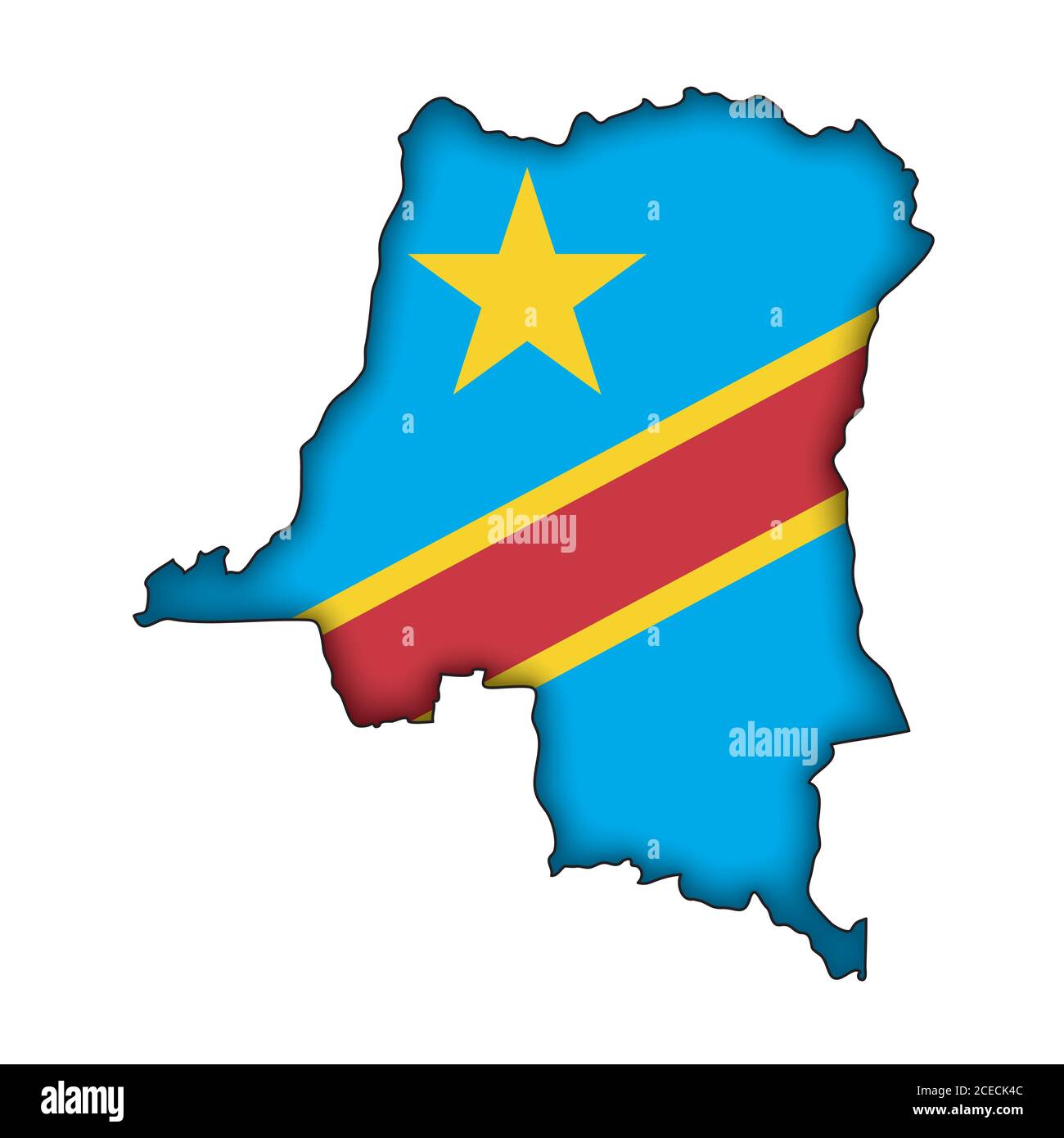 Map of democratic republic of congo with flag vector illustration Cut ...