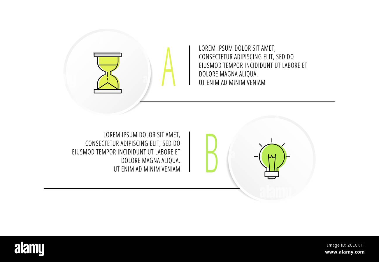 Infographics with two circles and labels. Abstract vector template. Can be used for two diagrams, business, web, workflow layout, presentations Stock Vector