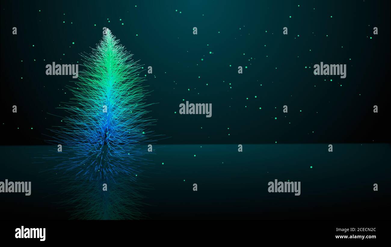 Particle blue christmas tree with small dots. Background illustration ...