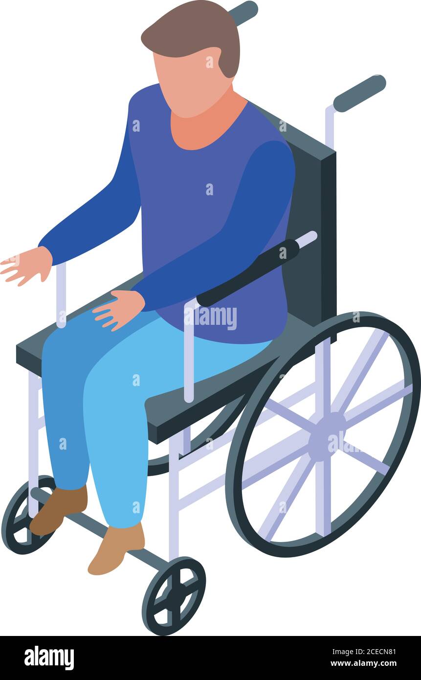 Boy in wheelchair icon, isometric style Stock Vector