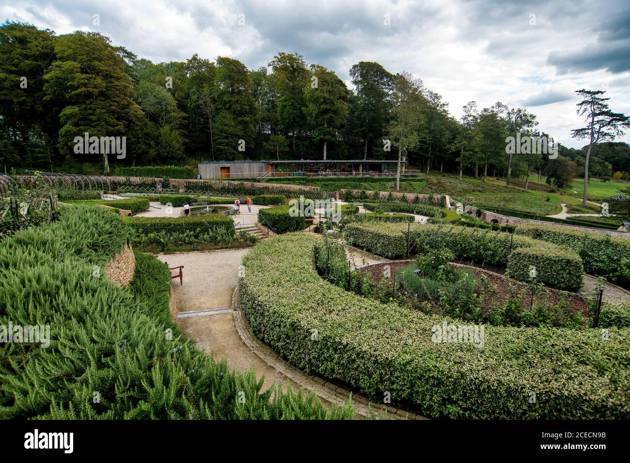 The Garden Cafe overlooking the Parabola Walled Garden in the restored