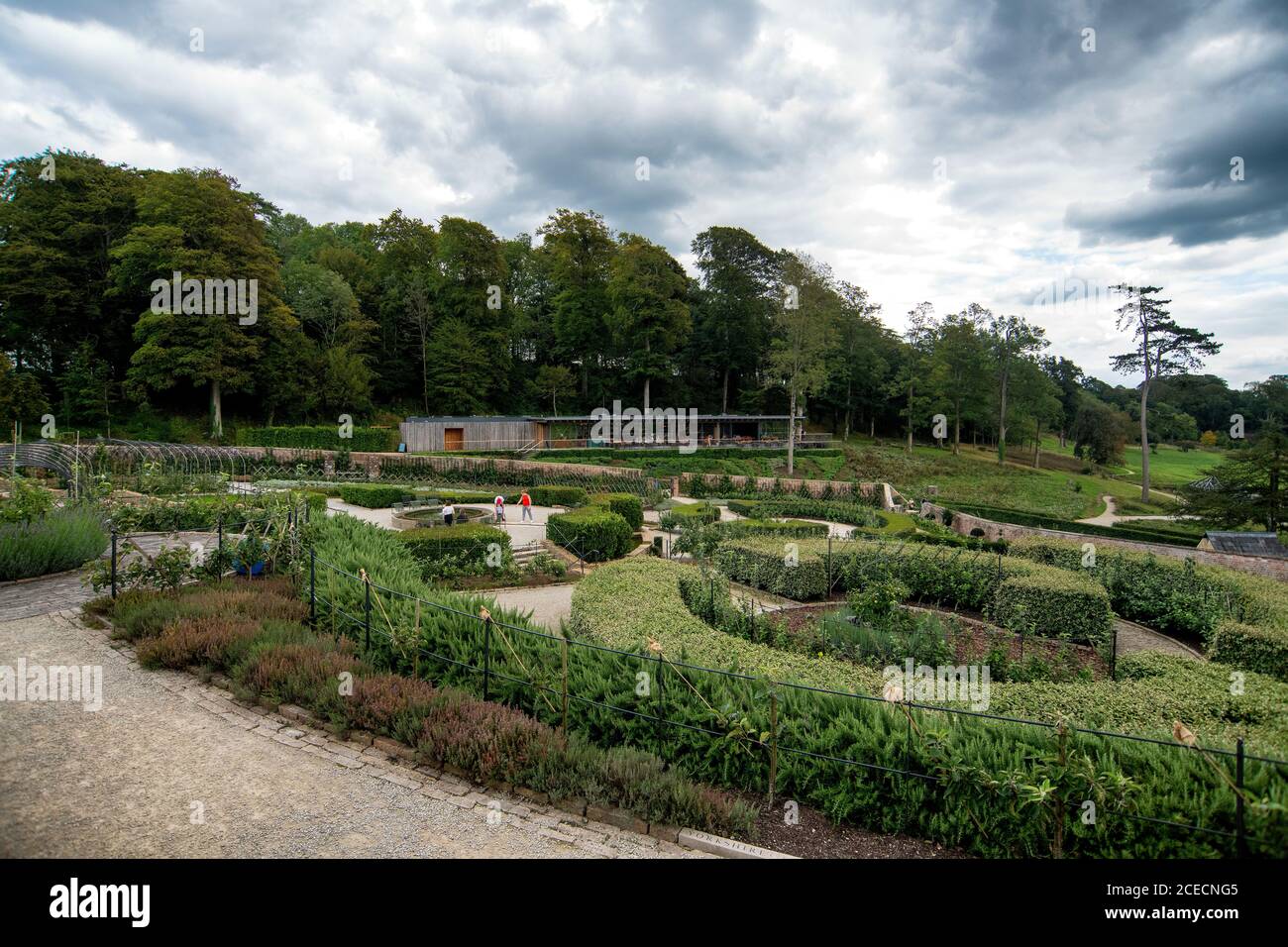The Garden Cafe overlooking the Parabola Walled Garden in the restored
