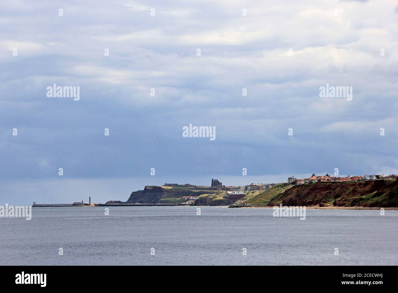 Whitby viewed from Sandsend Stock Photo