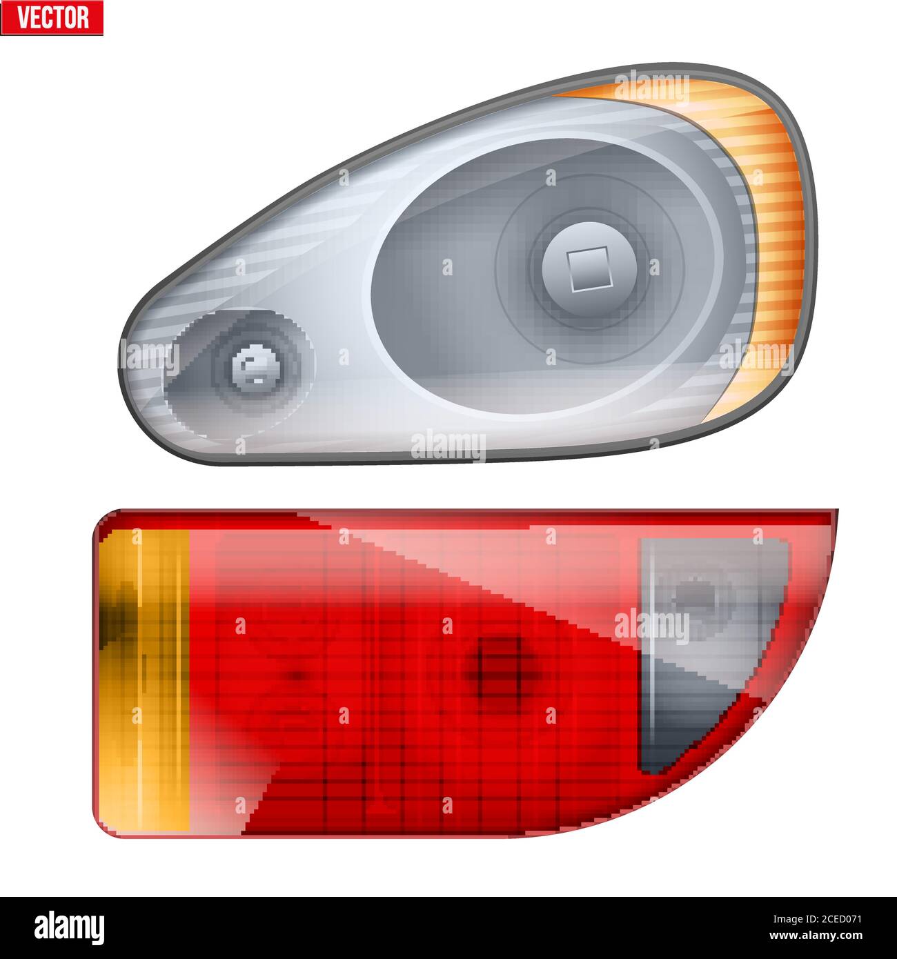Rectangular car headlight and backlight Stock Vector