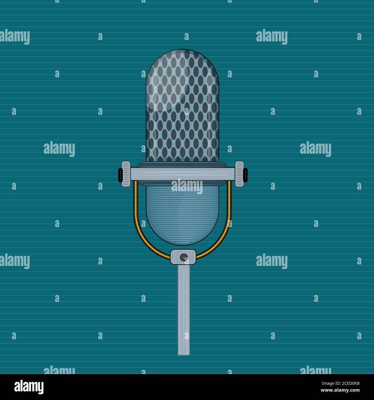 Vector Audio Microphone on a lineded green background Stock Vector