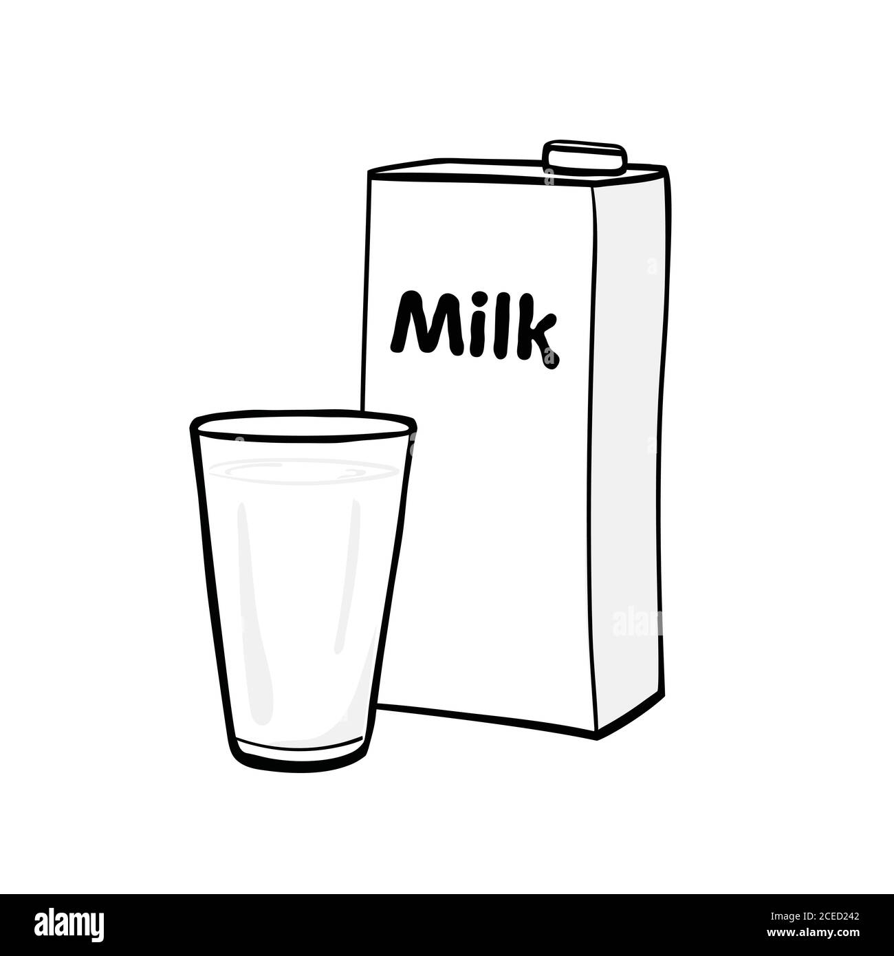 Glass Of Milk And Milk Box Vector Illustration Isolated On White Background Hand Drawing Stock Vector Image Art Alamy