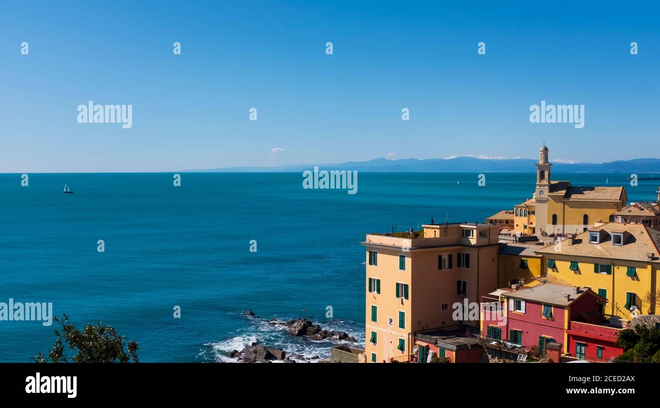 Beautiful landscape in Boccadasse Genova Italy Stock Photo
